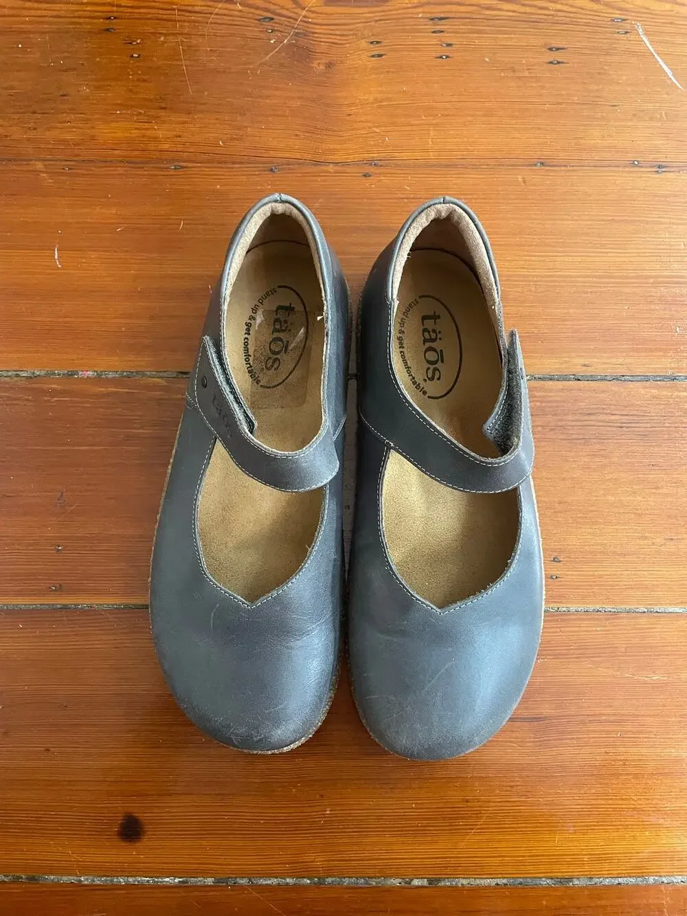 Taos Class Mary Jane Shoes EU 39, US 8-8.5 Gray Leather Comfort Flats Spain